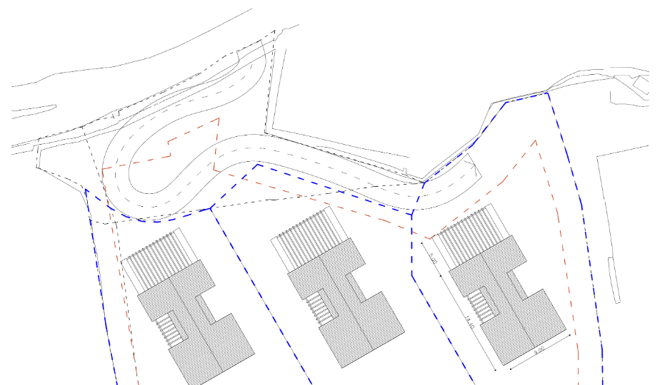 Plano del arquitecto con las tres parcelas del terreno